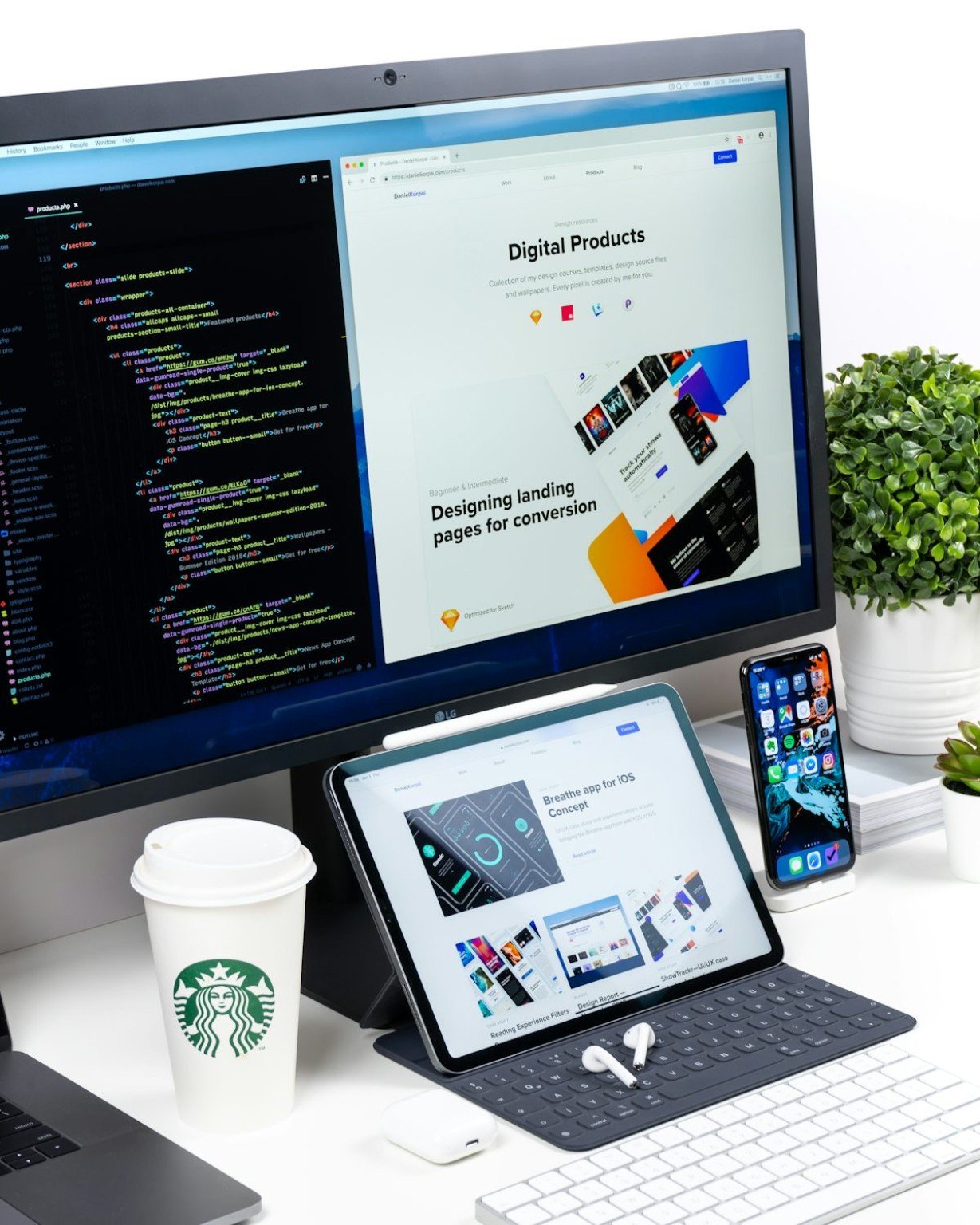 Website design and development workspace